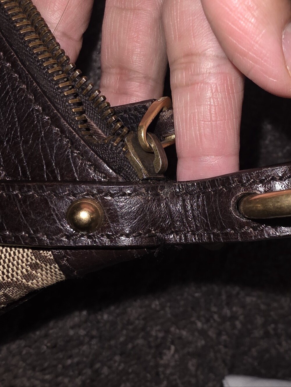 Gucci Beige GG Canvas Shoulder Bag with Dark Brown Trim and Gold Hardware - Picture 9 of 17